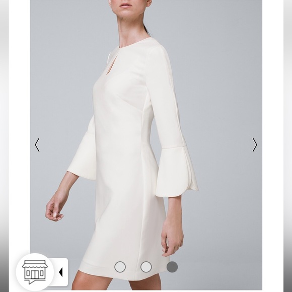 NWT WHBM white Petal sleeve shift dress, 4P - Picture 2 of 12